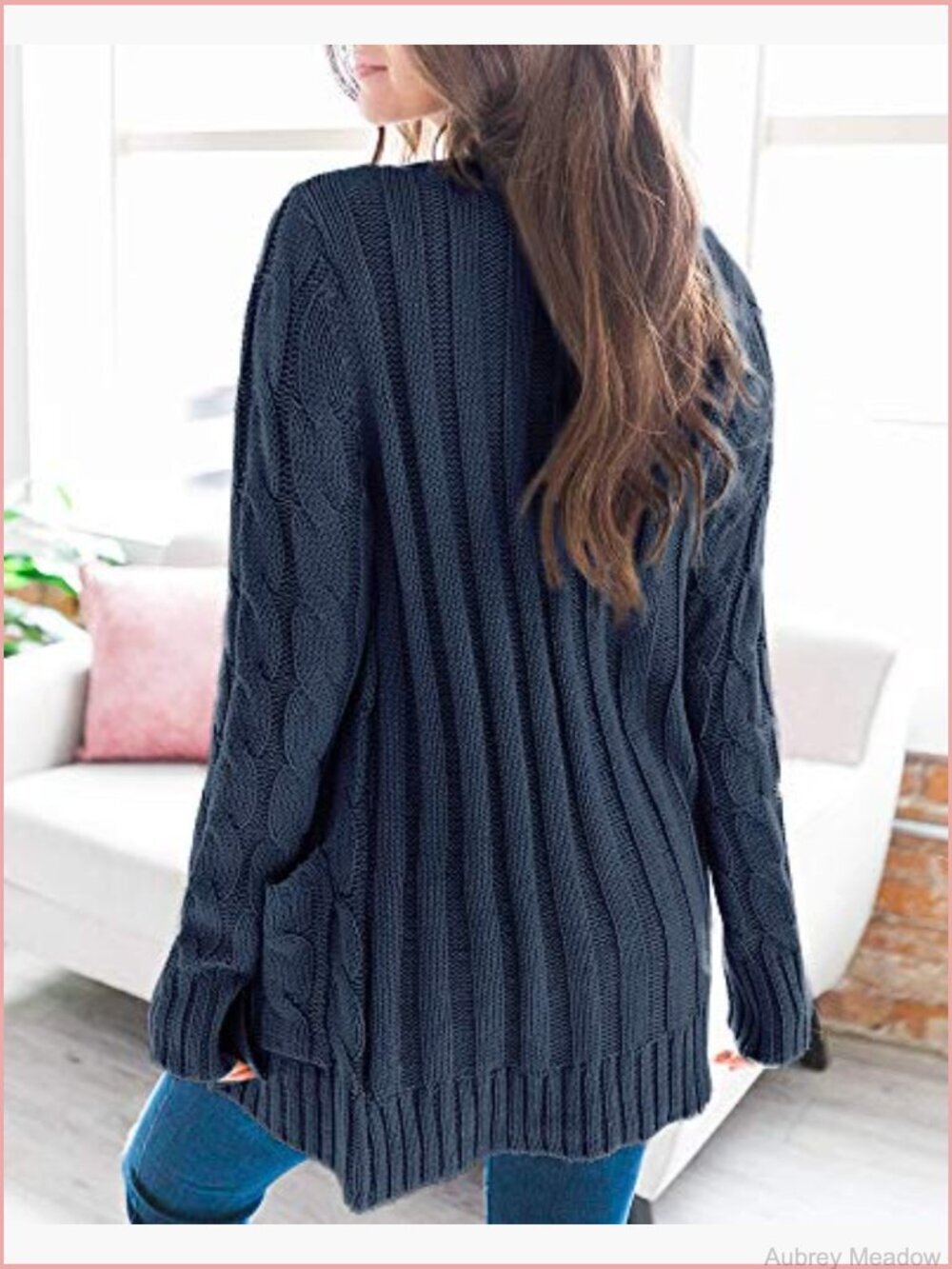 Women's Chunky Knit Cable Cardigan Long Sleeve Open Front Button Down Coat - Picture 2 of 7